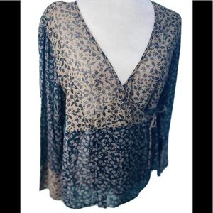 Vintage J. Jill floral true wrap top rayon